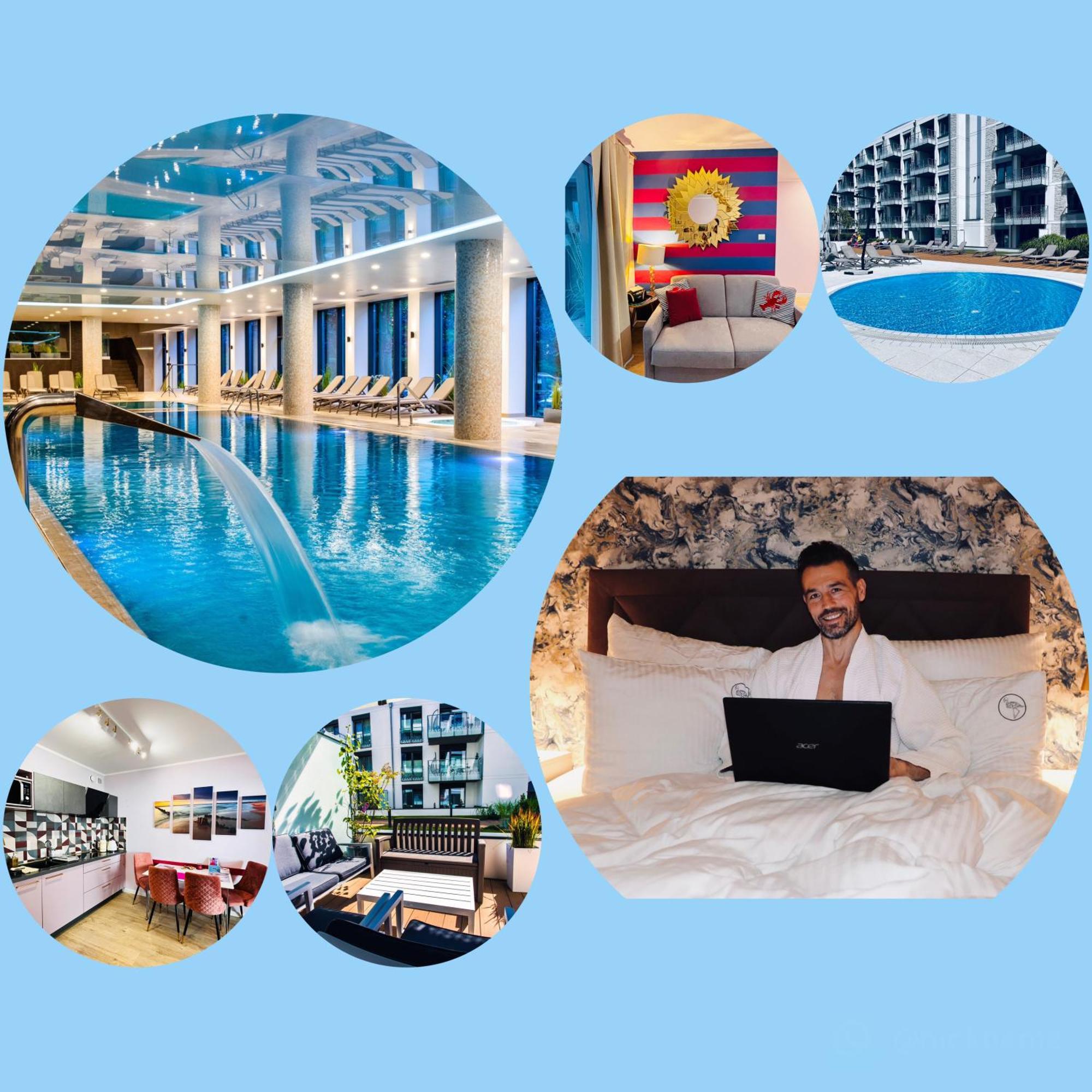 Nadmorskie Tarasy Pink&blue Z Prywatnym Tarasem Basen Kryty&zewnetrzny Infinity Silownia Sala Zabaw Apartment